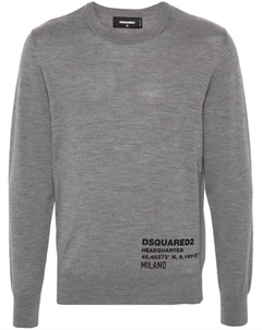 Шерстяной джемпер с логотипом, серый Dsquared2