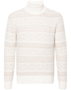 Жаккардовый свитер с узором, нейтральный цвет Eleventy