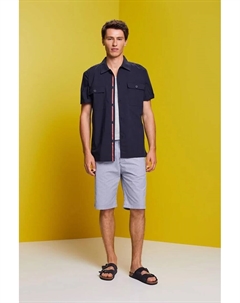 Хлопковая рубашка с нагрудными карманами, синий Esprit