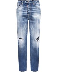 Рваные прямые джинсы, синий Dsquared2
