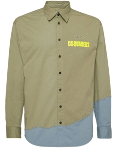 Рубашка в стиле колор-блок с логотипом, зеленый Dsquared2