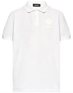 Рубашка-поло из хлопка с рельефным логотипом, белый Dsquared2