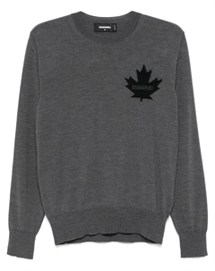 Свитер D2 Leaf с круглым вырезом, серый Dsquared2