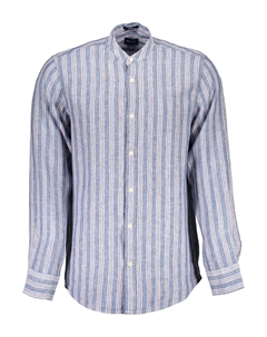 Синяя льняная мужская рубашка Gant