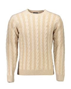 Бежевый шерстяной мужской свитер Gant