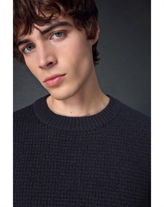 Джемпер с круглым вырезом и текстурированной вафельной отделкой, стандартного кроя, синий Next