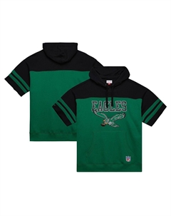 Мужской пуловер с капюшоном и короткими рукавами с винтажным логотипом Kelly Green Philadelphia Eagles Off Field, цвет Eag Green Mitchell and ness