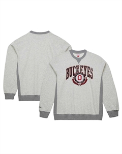 Мужской свитшот из флиса с круглым вырезом Heather Grey Ohio State Buckeyes, цвет Osu Grey Mitchell and ness