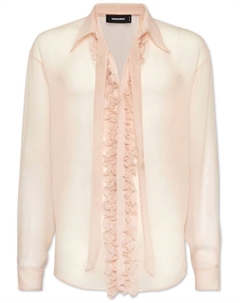 Прозрачная рубашка с оборками, розовый Dsquared2