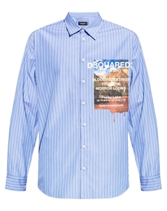 Полосатая рубашка с графичным принтом, синий Dsquared2