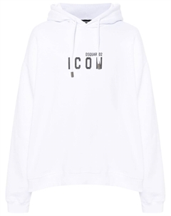 Худи из хлопка с принтом Icon, белый Dsquared2
