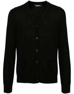 Кардиган из вирджинской шерсти с вышитым логотипом, черный Dsquared2