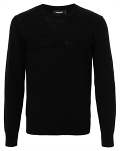Джемпер из шерсти с жаккардовым логотипом, черный Dsquared2