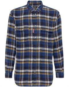Льняная рубашка в клетку, синий Dsquared2