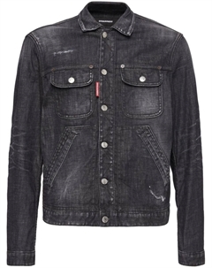 Джинсовая куртка с эффектом потертости, черный Dsquared2