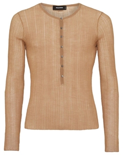 Джемпер тонкой вязки с логотипом, нейтральный цвет Dsquared2