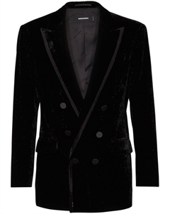 Двубортный бархатный пиджак, черный Dsquared2