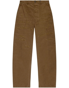 Рваные брюки свободного кроя, коричневый Dsquared2