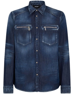 Джинсовая рубашка с карманом на молнии, синий Dsquared2