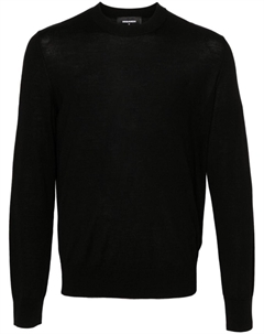 Джемпер из вирджинской шерсти с вышитым логотипом, черный Dsquared2