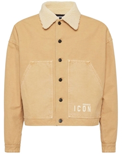 Джинсовая куртка с воротником из овчины, нейтральный цвет Dsquared2