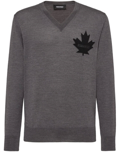 Джемпер тонкой вязки с V-образным вырезом, серый Dsquared2