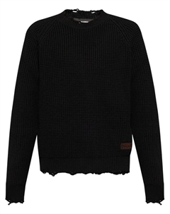 Джемпер вафельной вязки с логотипом, черный Dsquared2