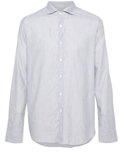 Хлопковая рубашка с вырезом-воротником, серый Canali