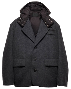 Шерстяной пуховик, серый Prada