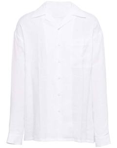 Льняная рубашка с заостренным воротником, белый Prada
