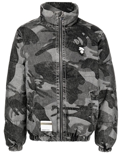 AAPE BY * пуховик с камуфляжным узором и нашивкой-логотипом, черный A bathing ape®