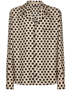 Шелковая рубашка в горох, нейтральный цвет Dolce&gabbana