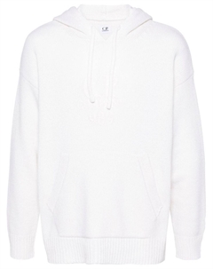 Трикотажная толстовка с капюшоном и вышитым логотипом, белый C.p. company