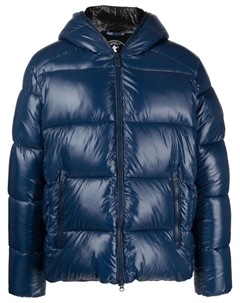 Пуховик с капюшоном и нашивкой-логотипом, синий Save the duck