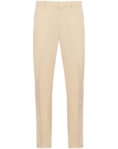 Брюки строгого кроя с потайной застежкой, нейтральный цвет Prada