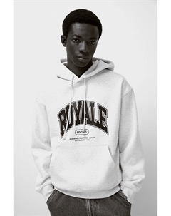 Худи оверсайз с принтом, серый H&m