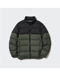 Ультралегкий пуховик 3D Cut Wide Quilt Color Block 2022, оливковый Uniqlo