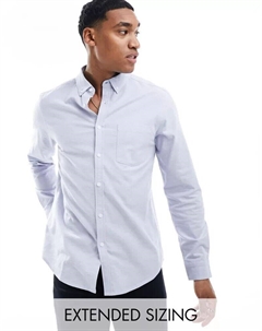 Синяя оксфордская рубашка узкого кроя, окрашенная в пряжу Asos