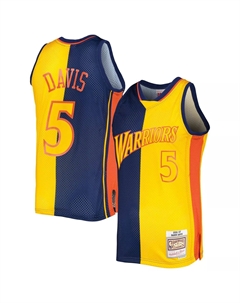 Мужская майка Baron Davis темно-синяя/золотая Golden State Warriors Hardwood Classics 2006-07 Split Swingman Mitchell and ness