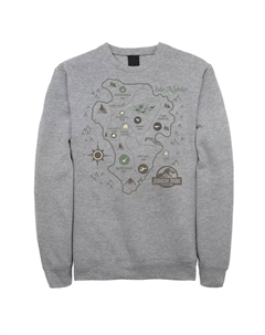 Мужской флисовый пуловер с рисунком «Парк Юрского периода» с изображением карты с высоты птичьего полета Licensed character