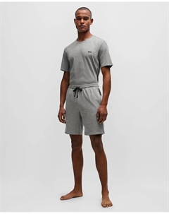 Шорты обычного кроя из хлопка стрейч с логотипом, серый Boss