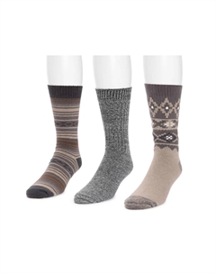 Носки Microfiber Men's Boot Socks - 3 Pack, цвет beige_brown_greystripe_fairisle Muk luks
