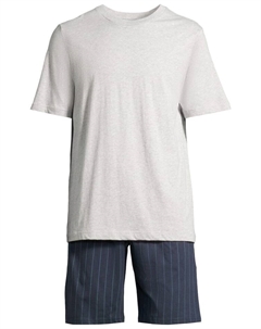 Пижама Night & Home, цвет dunkelblau gestreift/grau Schiesser