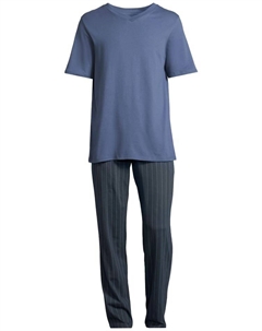 Пижама Night & Home, цвет blau gestreift Schiesser