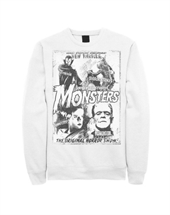 Мужской универсальный свитшот с постером к фильму «Монстры-коллаж», белый Licensed character