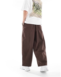 Шоколадно-коричневые брюки оверсайз с эластичной резинкой на талии DESIGN Asos