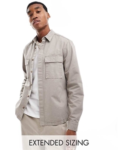 Серая рубашка с квадратным воротником и накладным карманом DESIGN Asos