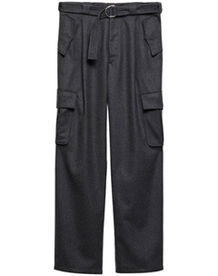 Шерстяные брюки со складками от, серый Prada