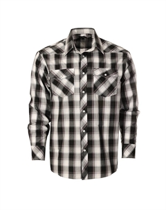 Мужская рубашка в клетку с длинным рукавом в стиле вестерн и жемчужными кнопками, цвет Black White Gray Gioberti