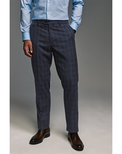 Приталенные брюки в клетку с начесом, синий Next